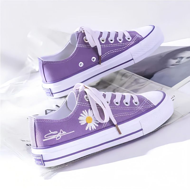 Embroidery Shoes - Damskie płócienne buty z haftem chryzantem,
