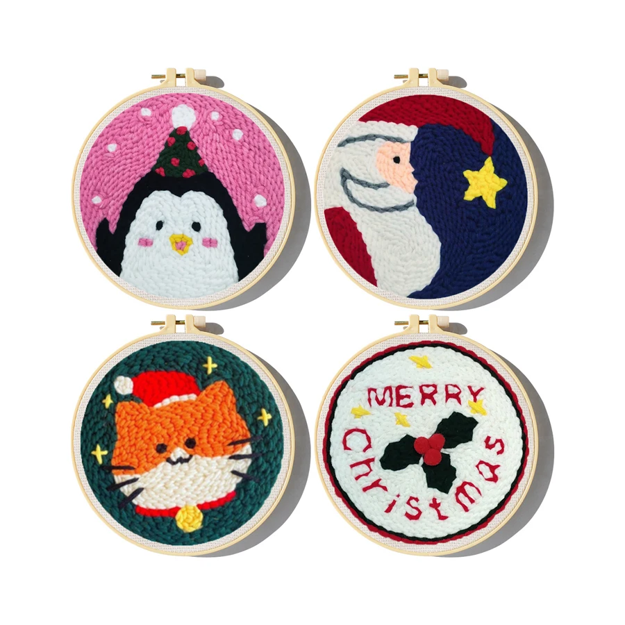 Embroidery Xmas Decorations - Zestaw do haftowania Xmas Punch Needle