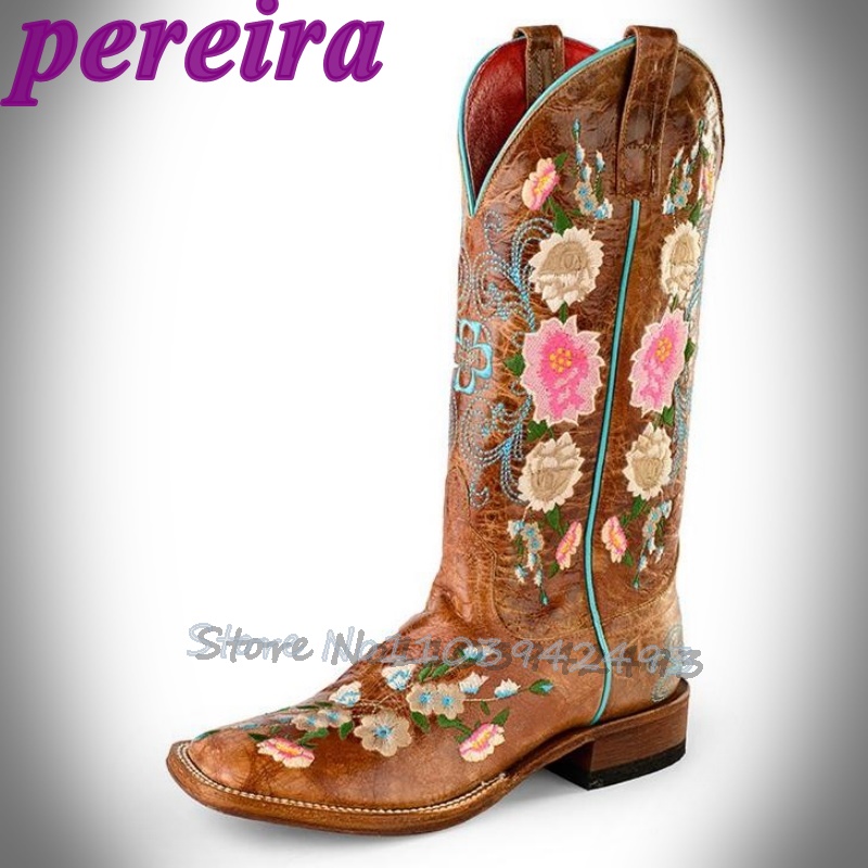 Embroidery Flower - Haftowane Botki Kwiatowe Różany Ogród Botas