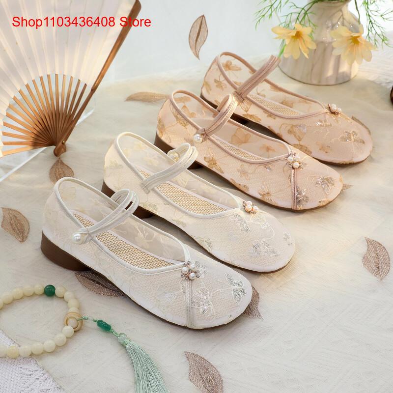 Embroidery Shoes - Nowe siateczkowe buty na niskim obcasie