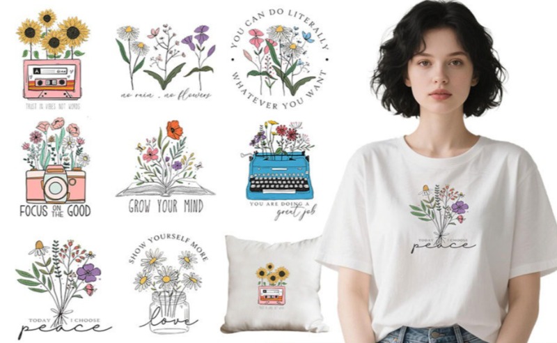 Embroidery Flower - Kreskówkowe kwiatowe naklejki termotransferowe do prasowania