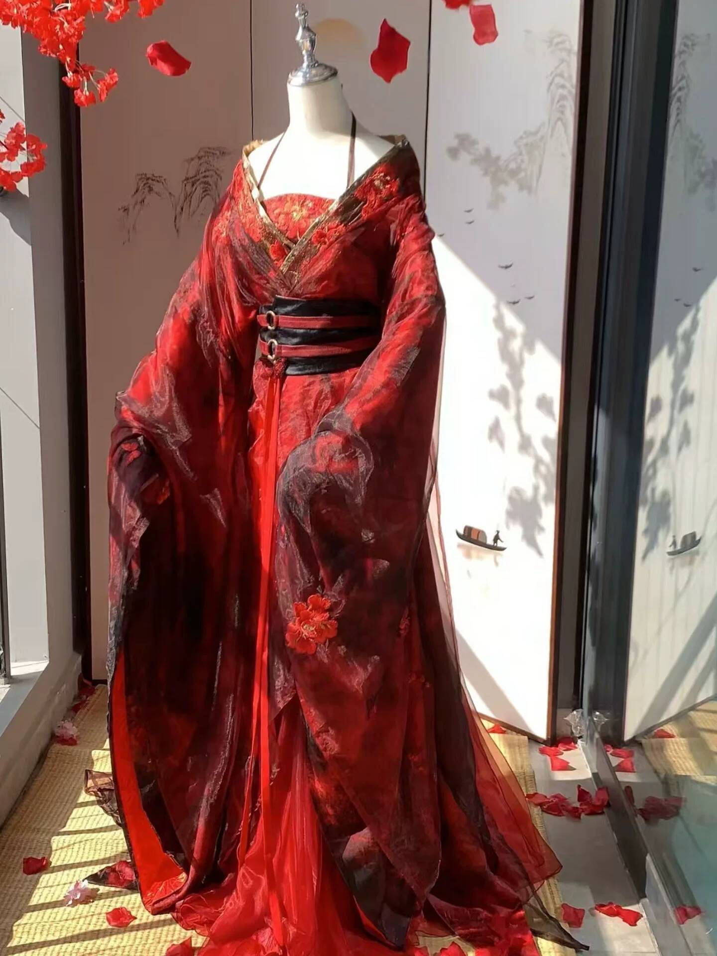 Embroidery Red - Nowy Datura Czerwony Hanfu Damski Styl