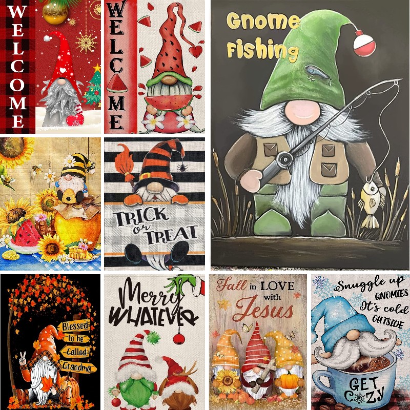 Embroidery Xmas Decorations - 5D DIY Welcome Fall Xmas Gnome