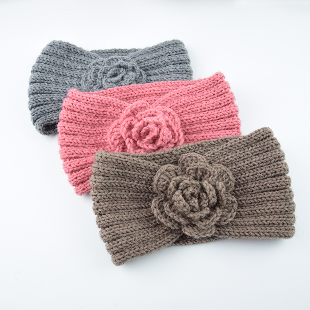 Felt Sheet Wool - Kobiety Camellia Flower Dzianinowe opaski na