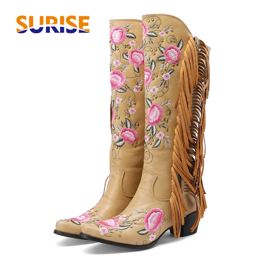 Embroidery Flower - Moda Haft Kwiat Zachodnie buty do