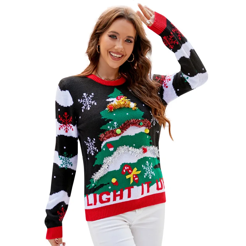 Świąteczny sweter dla kobiet i – Embroidery Xmas Tree recenzja i cena
