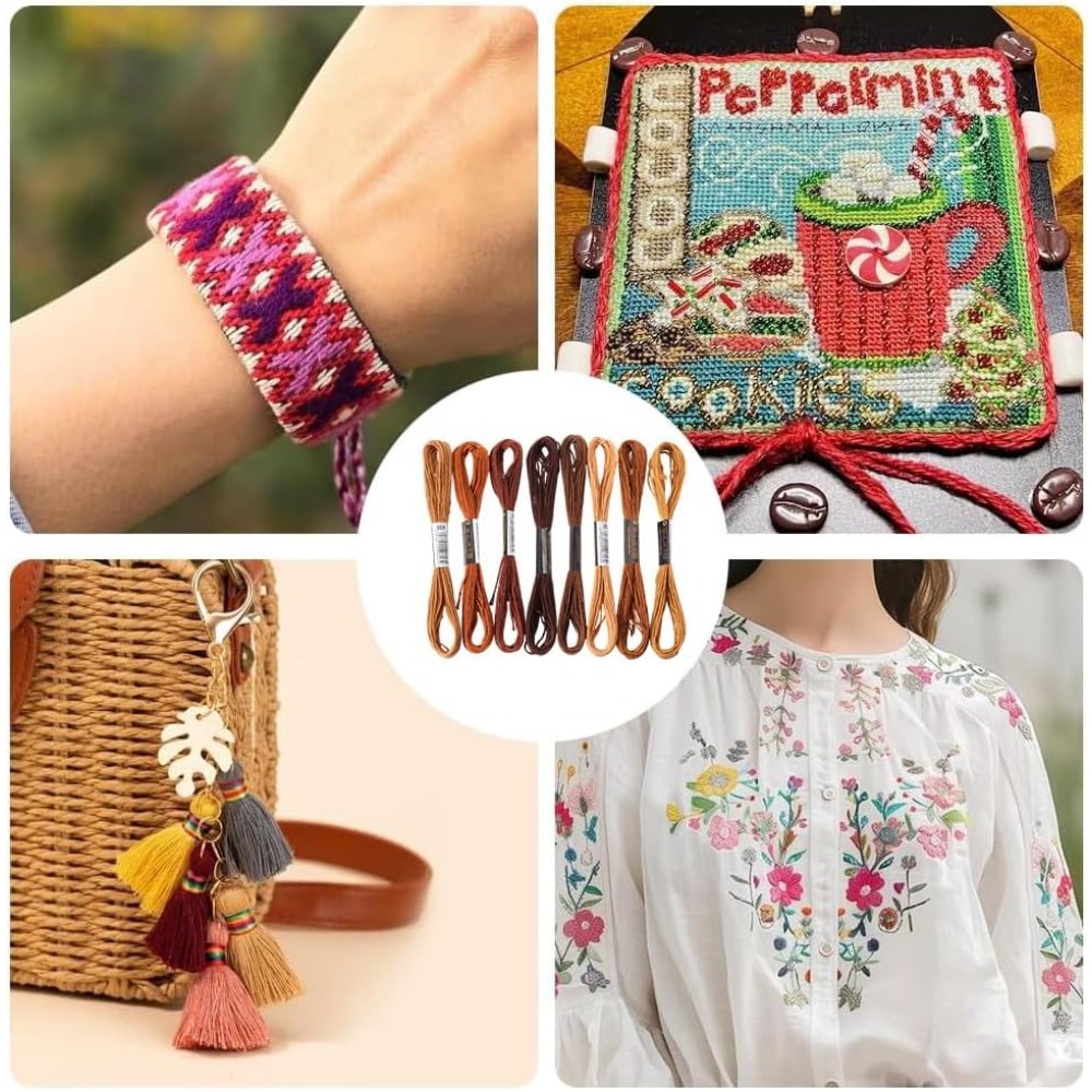 8 motków, 6 nici, brązowa muli – Embroidery Stitches recenzja i cena