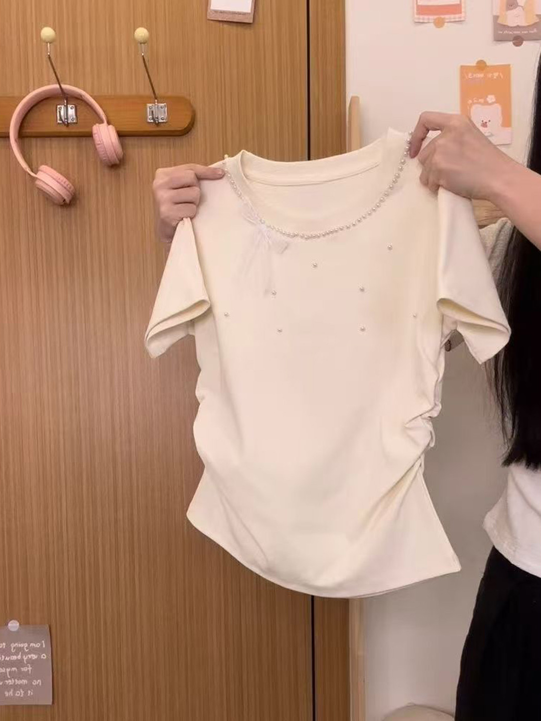 Koreańska koszulka damska z kr – Embroidery Knot recenzja i cena