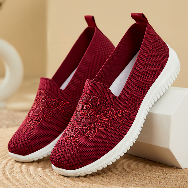 Wsuwane buty damskie z dzianin – Embroidery Flower recenzja i cena