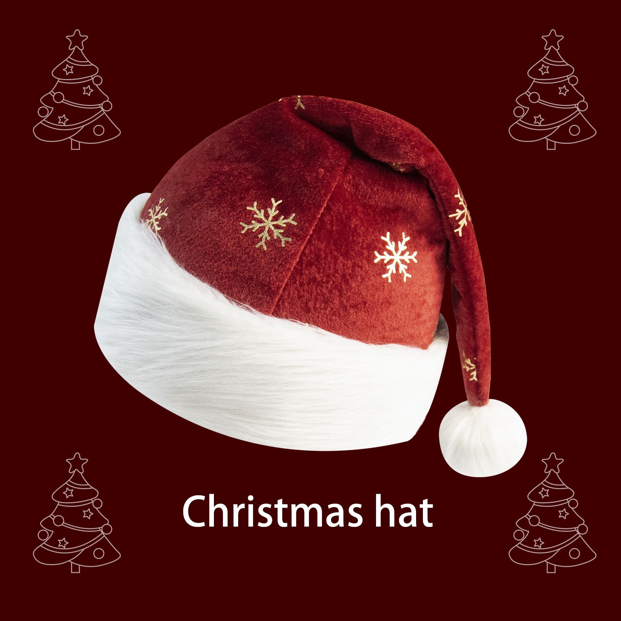 Czapka świąteczna z bordowego  – Embroidery Xmas Decorations recenzja i cena