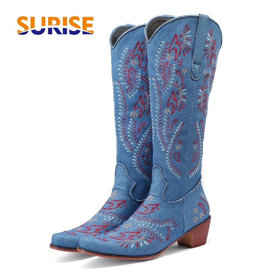 Niebieskie dżinsy Western Cowg – Embroidery Flower recenzja i cena