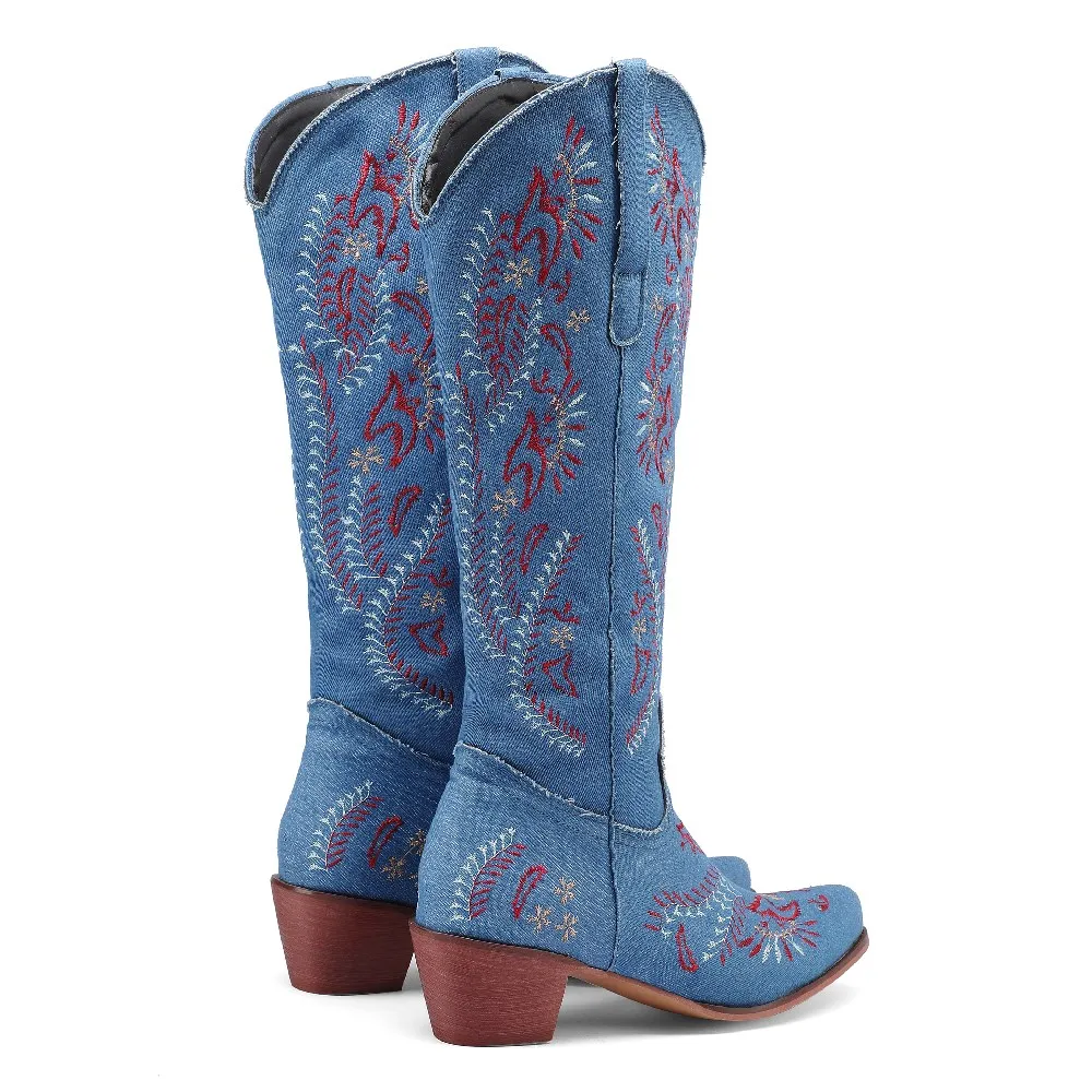 Niebieskie dżinsy Western Cowg – Embroidery Flower recenzja i cena