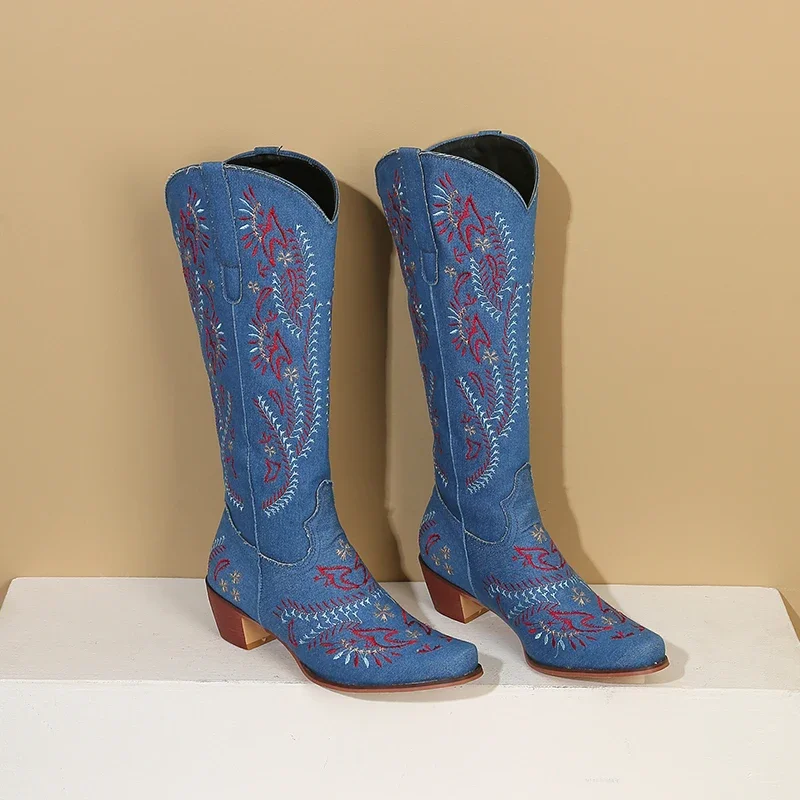 Niebieskie dżinsy Western Cowg – Embroidery Flower recenzja i cena
